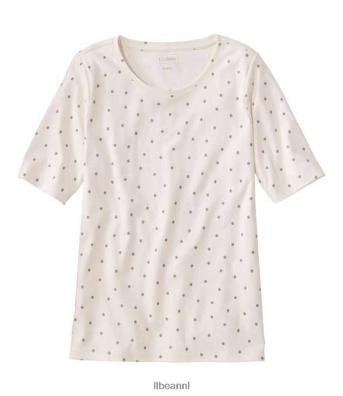 L.L.Bean vrouwen T-shirt met juwelenhals zeildoek medaillon stip kleding VT0644645