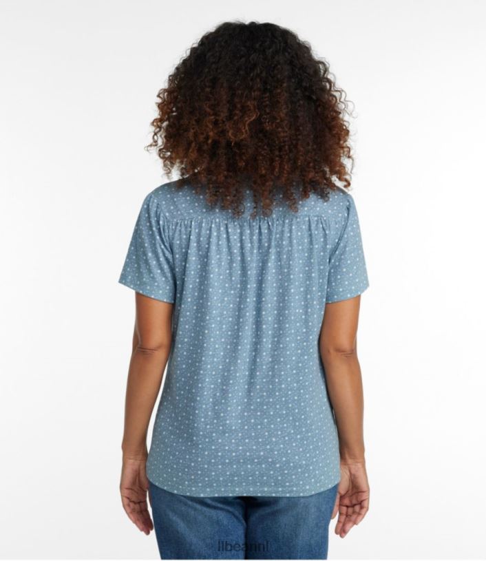 L.L.Bean vrouwen T-shirt van biologisch katoen laurierblad stip kleding VT0645692