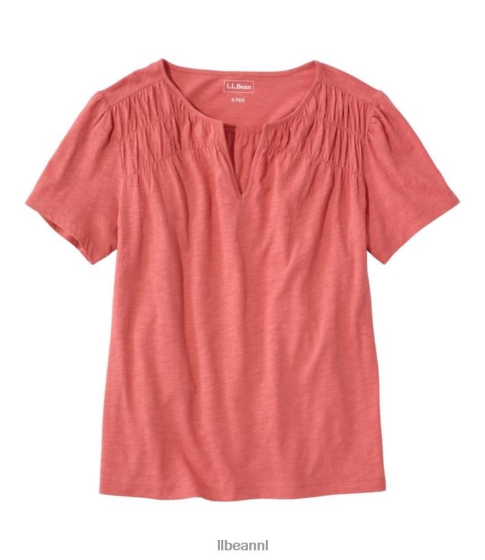 L.L.Bean vrouwen T-shirt van biologisch katoen mineraal rood kleding VT0644774