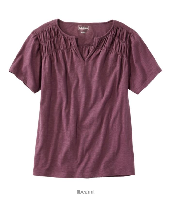 L.L.Bean vrouwen T-shirt van biologisch katoen vervaagde aubergine kleding VT064283