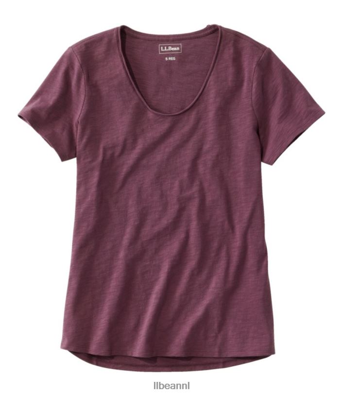 L.L.Bean vrouwen T-shirt van biologisch katoen vervaagde aubergine kleding VT0642977