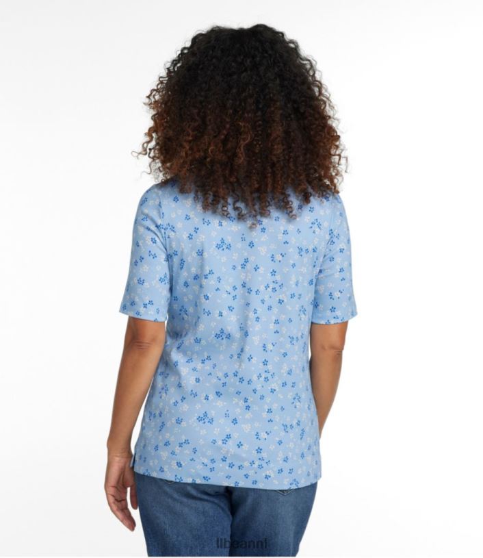 L.L.Bean vrouwen T-shirt van pimakatoen maanlichtblauwe paisley kleding VT064691