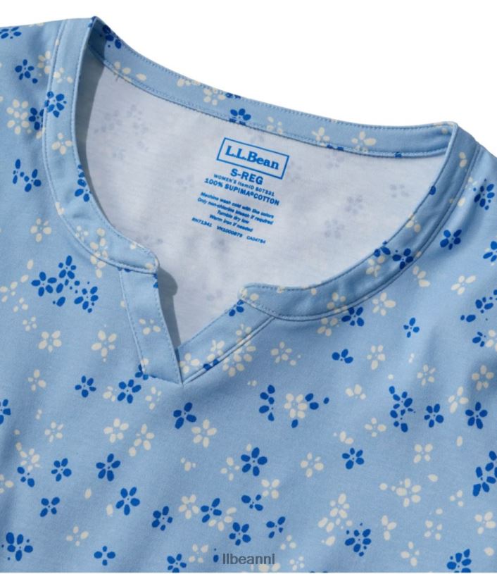 L.L.Bean vrouwen T-shirt van pimakatoen maanlichtblauwe paisley kleding VT064691