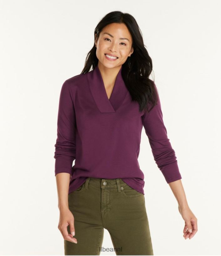 L.L.Bean vrouwen T-shirt van pimakatoen raaf blauw kleding VT0646919