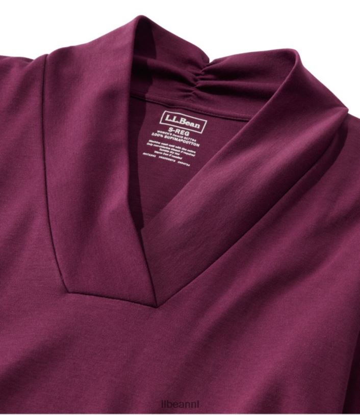 L.L.Bean vrouwen T-shirt van pimakatoen warme blauwgroen kleding VT06494