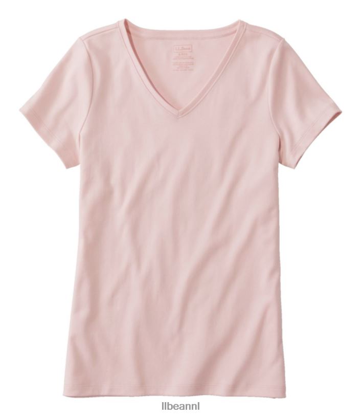 L.L.Bean vrouwen V-hals in pima-katoenvorm bleekroze kleding VT0642932