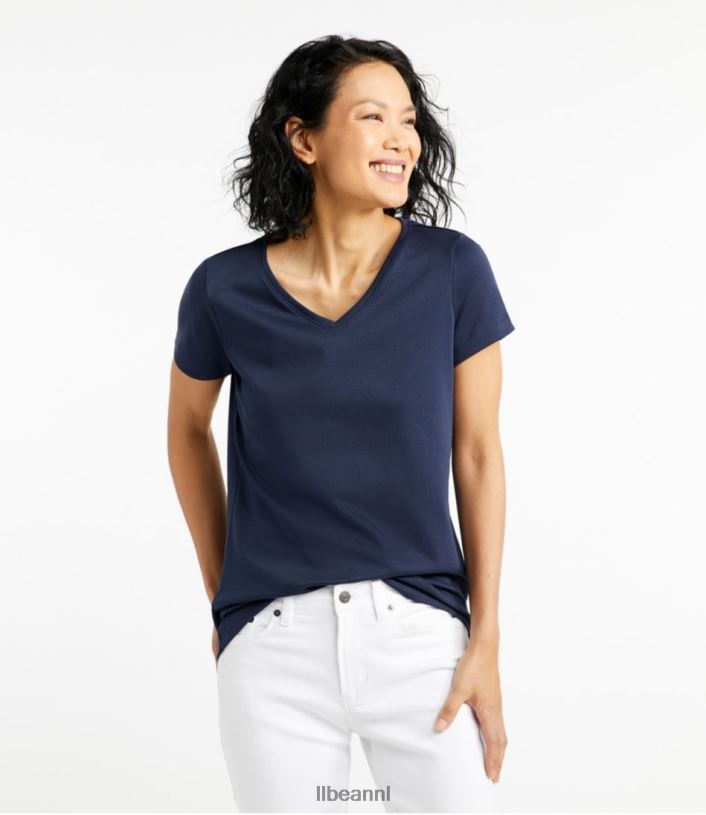 L.L.Bean vrouwen V-hals in pima-katoenvorm bleekroze kleding VT0642932