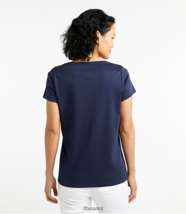 L.L.Bean vrouwen V-hals in pima-katoenvorm bleekroze kleding VT0642932