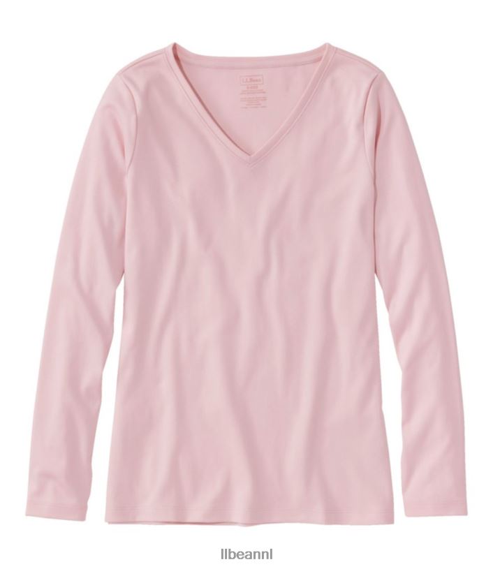 L.L.Bean vrouwen V-hals in pima-katoenvorm bleekroze kleding VT06467