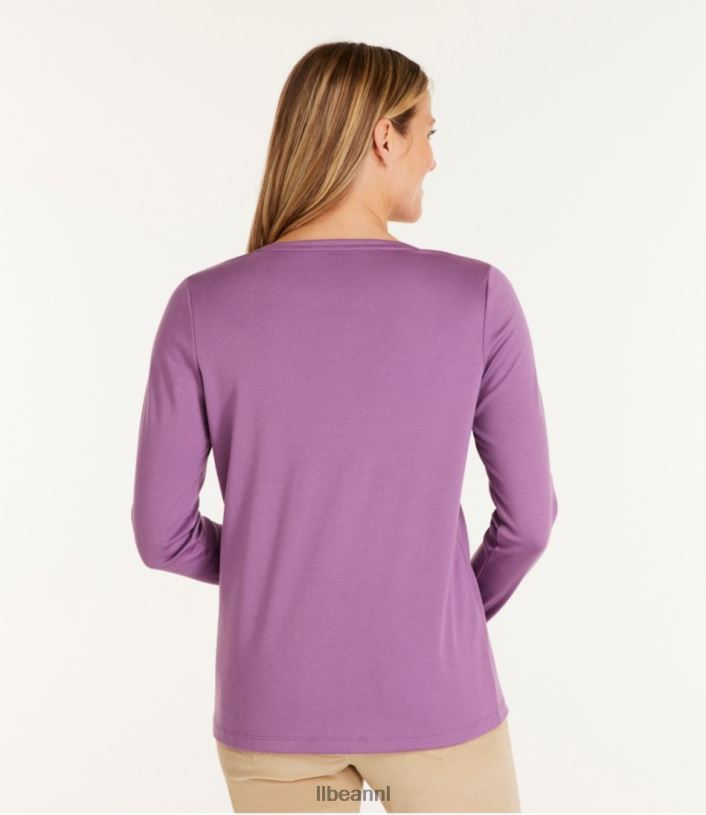 L.L.Bean vrouwen V-hals in pima-katoenvorm warme blauwgroen kleding VT0642992
