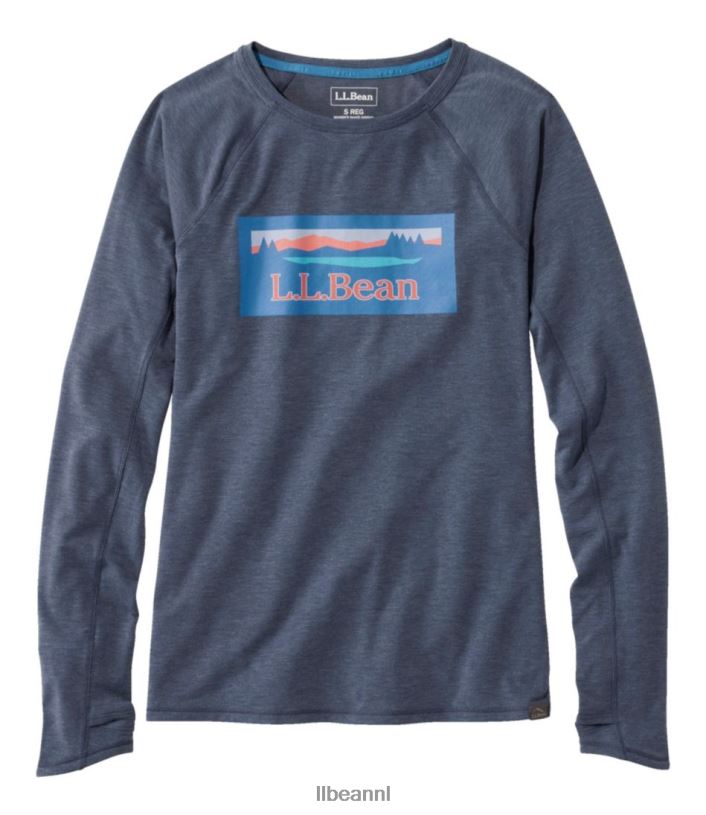L.L.Bean vrouwen alledaags sunsmart-T-shirt nautische marine katahdin kleding VT064484