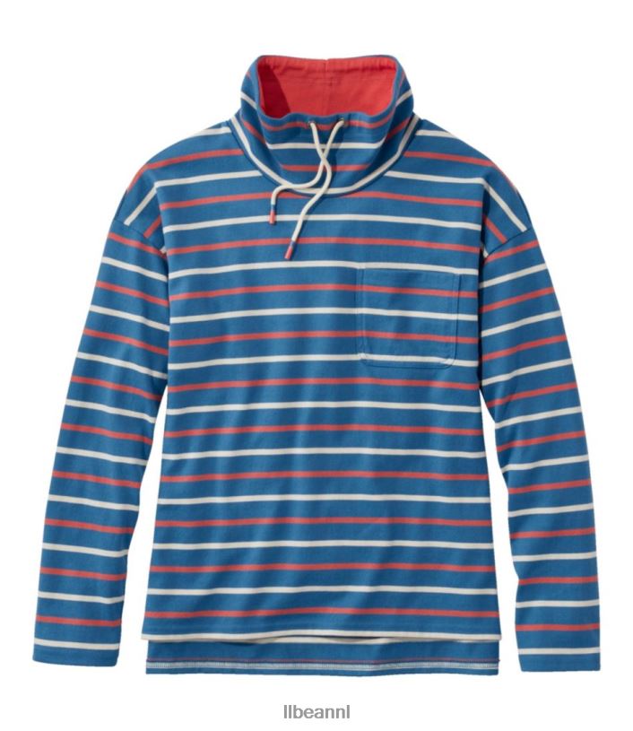 L.L.Bean vrouwen erfgoed mariner top marineblauw/mineraalrood kleding VT0643316