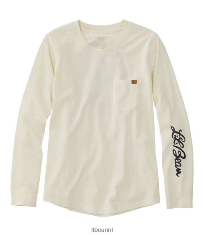 L.L.Bean vrouwen gewassen katoenen T-shirt met zak zeildoek schilderachtige berg kleding VT0643349
