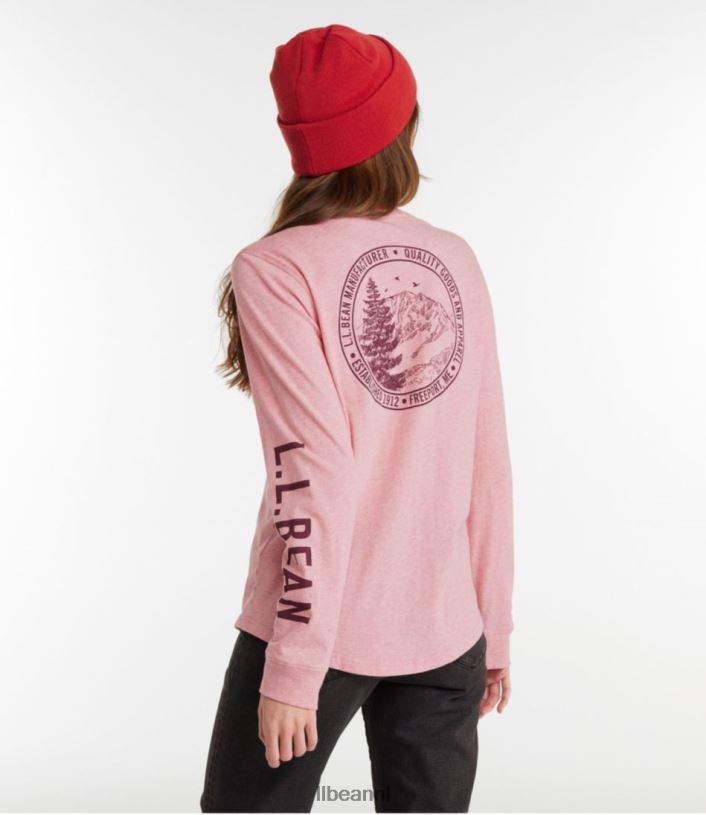 L.L.Bean vrouwen gewassen katoenen T-shirt met zak zeildoek schilderachtige berg kleding VT0643349