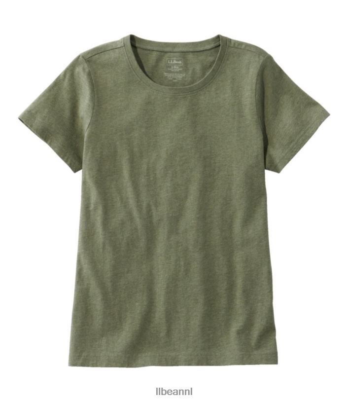L.L.Bean vrouwen gewassen katoenen t-shirt diepe olijfheide kleding VT0643196