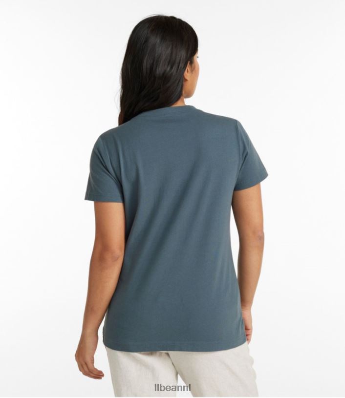 L.L.Bean vrouwen gewassen katoenen t-shirt gerst heide kleding VT0647186