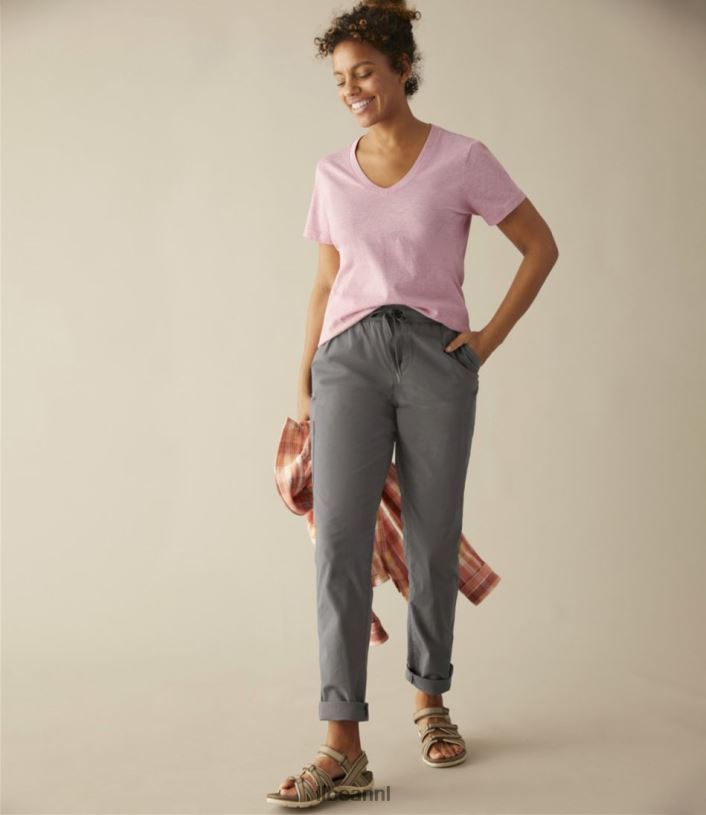 L.L.Bean vrouwen gewassen katoenen t-shirt gerst heide kleding VT0647186