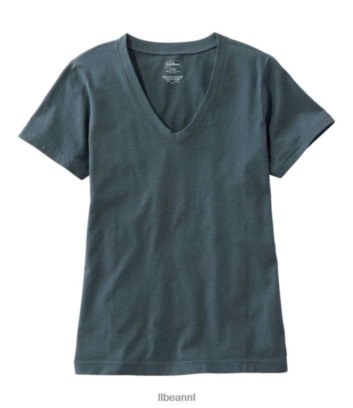 L.L.Bean vrouwen gewassen katoenen t-shirt rangeley blauw kleding VT064229