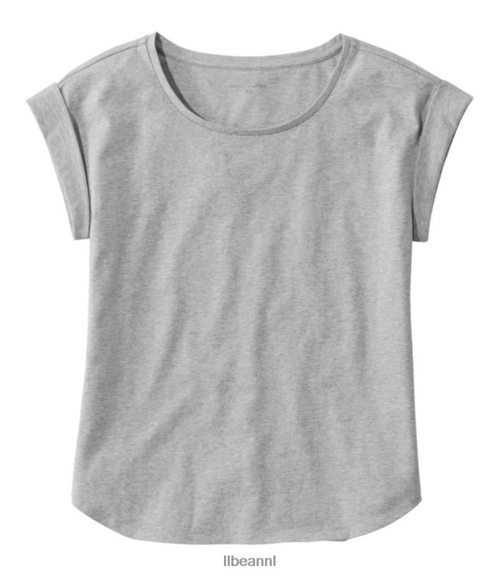 L.L.Bean vrouwen kenmerkend Rangeley katoenen T-shirt grijze heide kleding VT0642974