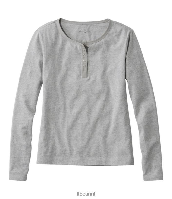 L.L.Bean vrouwen kenmerkend Rangeley katoenen T-shirt grijze heide kleding VT0643517
