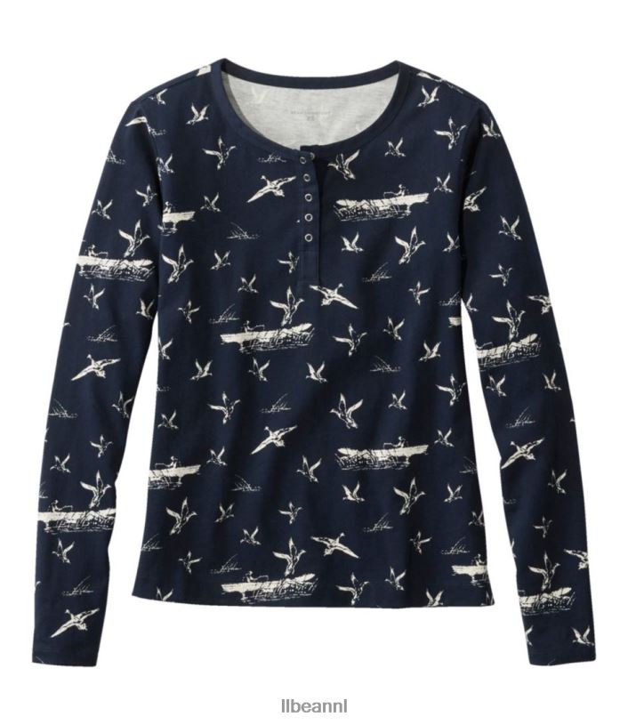 L.L.Bean vrouwen kenmerkend Rangeley katoenen T-shirt marine schilderachtig kleding VT0646643