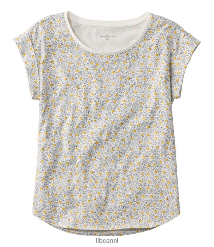 L.L.Bean vrouwen kenmerkend Rangeley katoenen T-shirt zeildoek bloemen kleding VT06449
