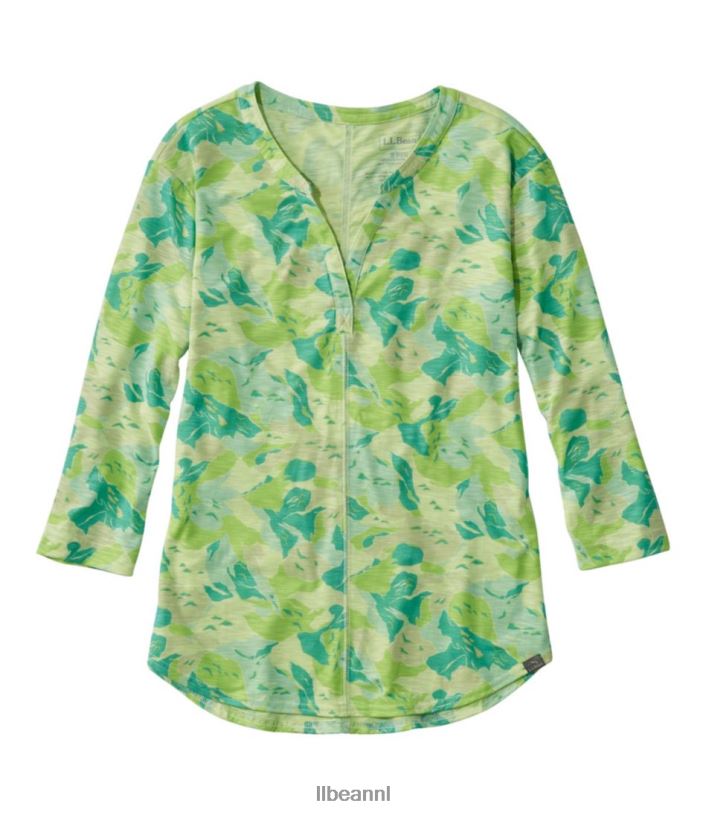 L.L.Bean vrouwen stroomzijde tee citrusgroene camouflage kleding VT0647285