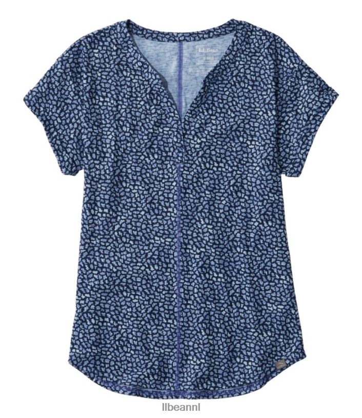 L.L.Bean vrouwen stroomzijde tee nautische marine geo kleding VT06413