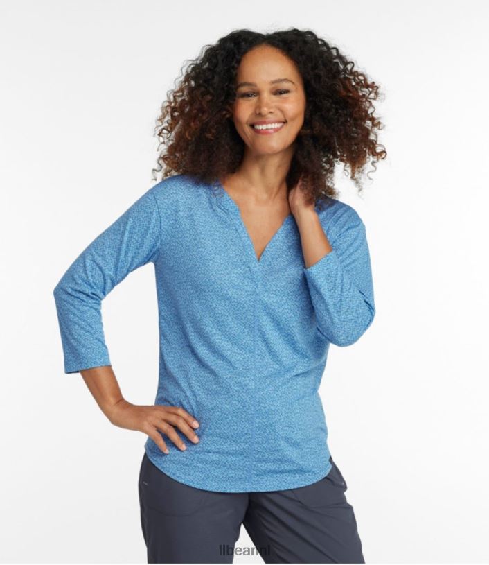 L.L.Bean vrouwen stroomzijde tee nautische marine geo kleding VT06452
