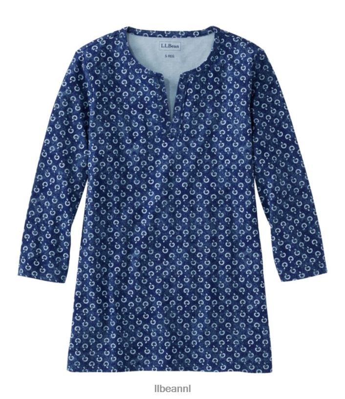 L.L.Bean vrouwen tee alpine blauwe getextureerde geo kleding VT0646913