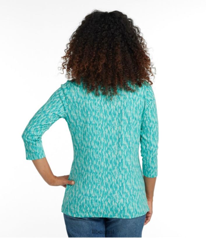 L.L.Bean vrouwen tee alpine blauwe getextureerde geo kleding VT0646913