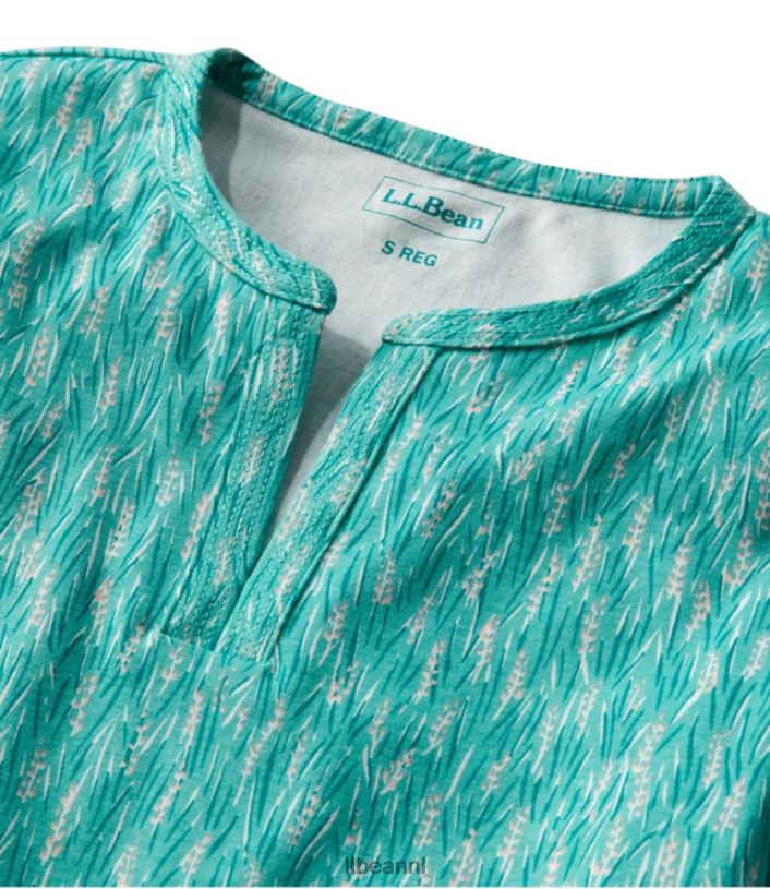 L.L.Bean vrouwen tee alpine blauwe getextureerde geo kleding VT0646913