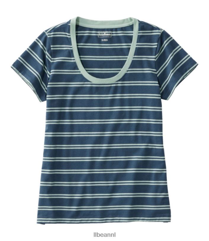 L.L.Bean vrouwen zacht stretch supima T-shirt donker mariner/bleek sparrenhout kleding VT0643046