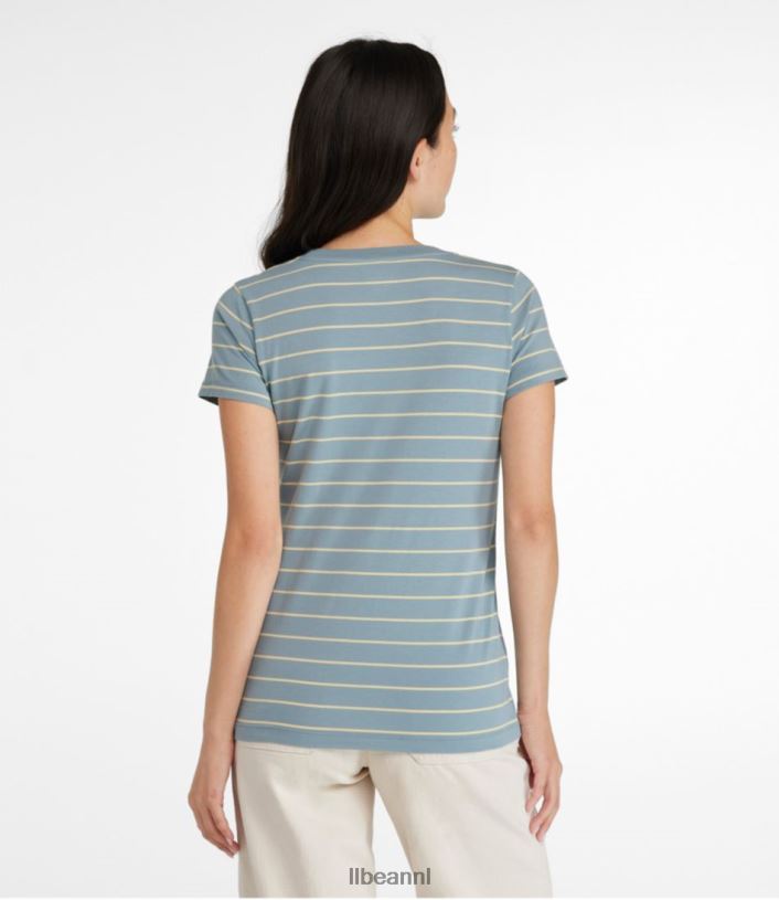 L.L.Bean vrouwen zacht stretch supima T-shirt donker mariner/bleek sparrenhout kleding VT0643046