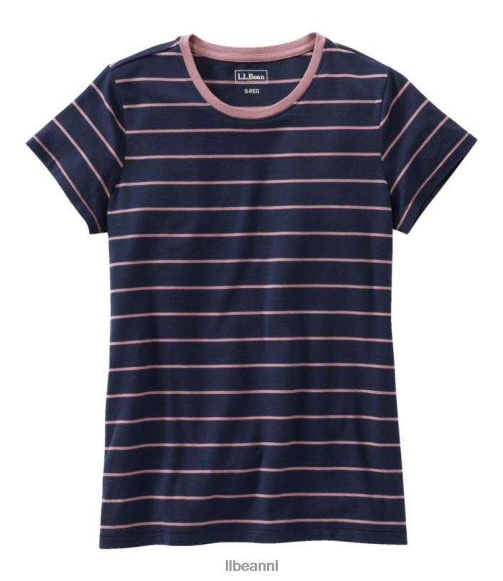 L.L.Bean vrouwen zacht stretch supima T-shirt klassiek marineblauw/gewassen orchidee kleding VT0646916