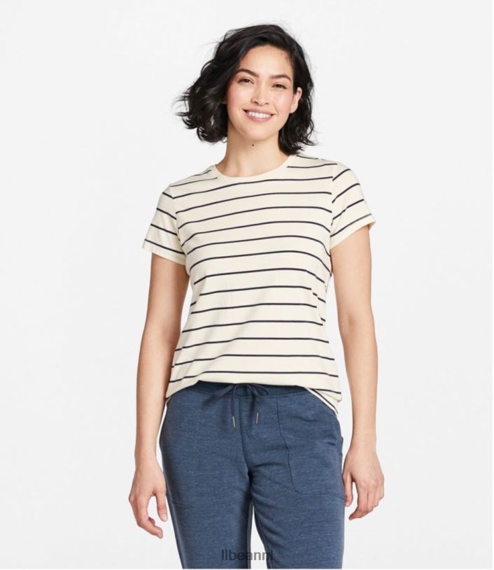 L.L.Bean vrouwen zacht stretch supima T-shirt klassiek marineblauw/gewassen orchidee kleding VT0646916
