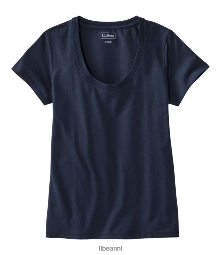 L.L.Bean vrouwen zacht stretch supima T-shirt klassieke marine kleding VT0642998