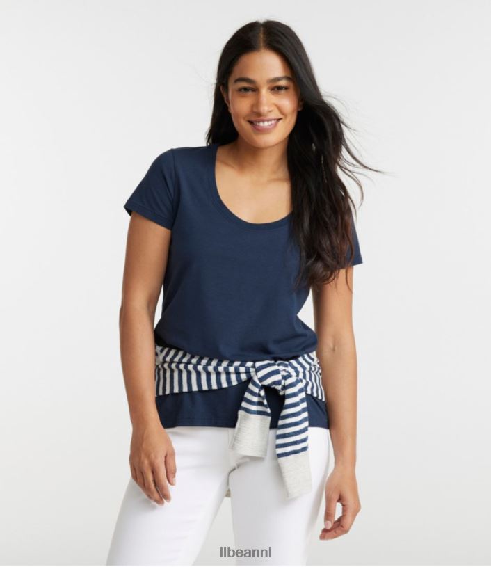L.L.Bean vrouwen zacht stretch supima T-shirt zeewater kleding VT0645707