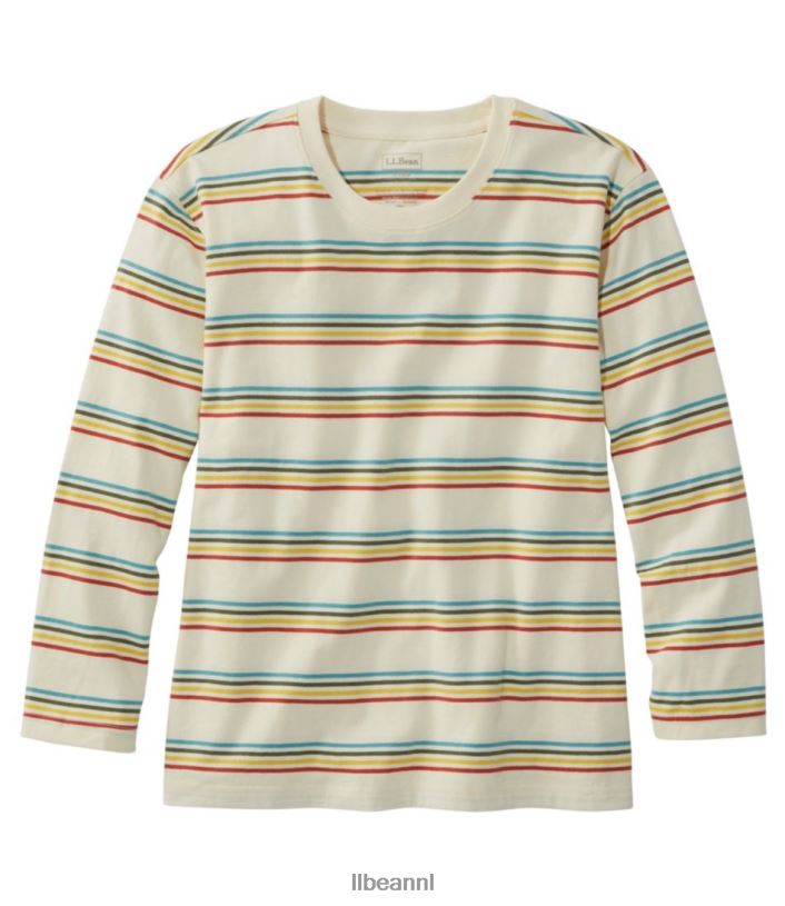 L.L.Bean vrouwen zaterdag shirt crème multistreep kleding VT0644642