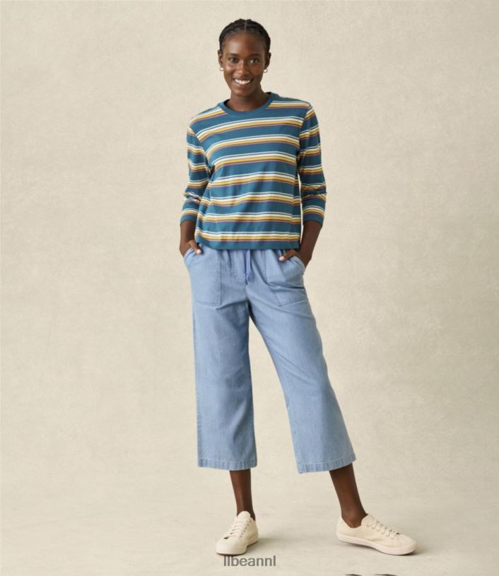 L.L.Bean vrouwen zaterdag shirt crème multistreep kleding VT0644642