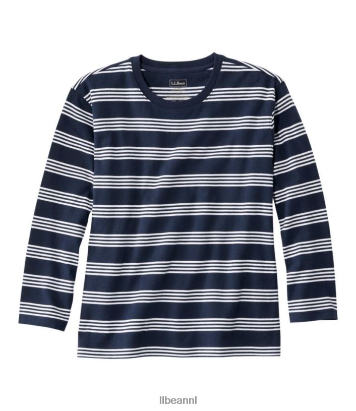 L.L.Bean vrouwen zaterdag shirt klassiek marine/wit kleding VT06482