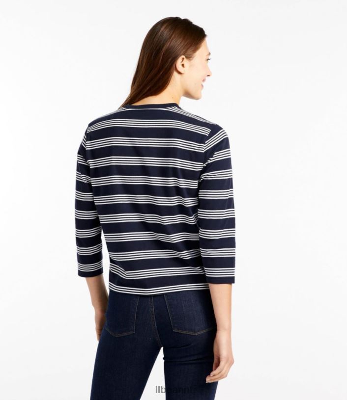 L.L.Bean vrouwen zaterdag shirt klassiek marine/wit kleding VT06482