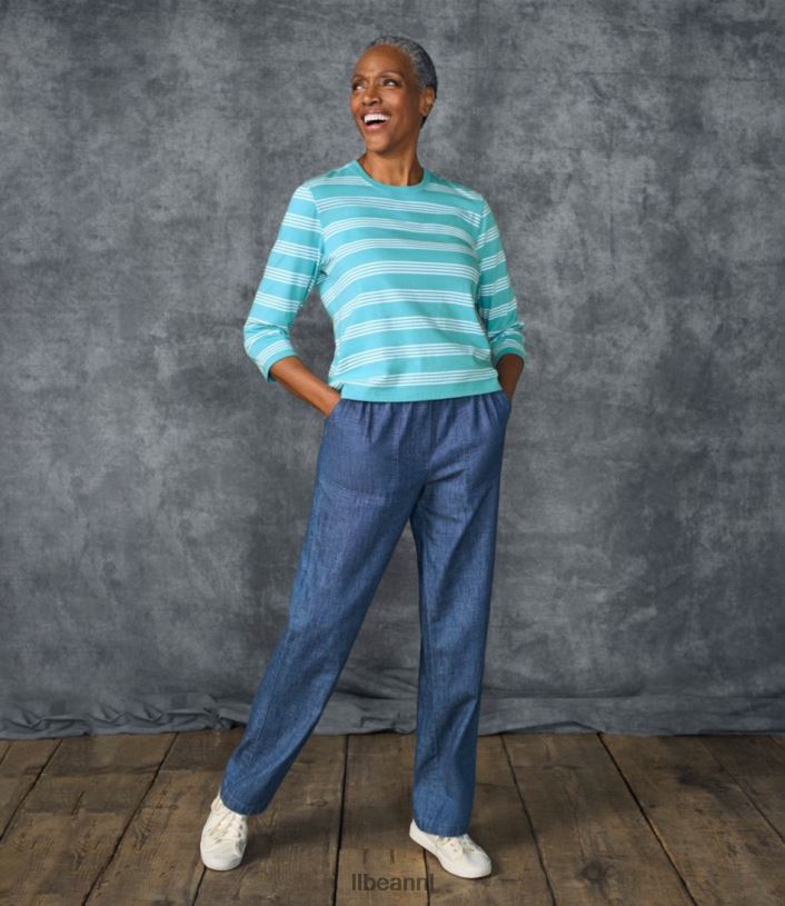 L.L.Bean vrouwen zaterdag shirt klassiek marine/wit kleding VT06482