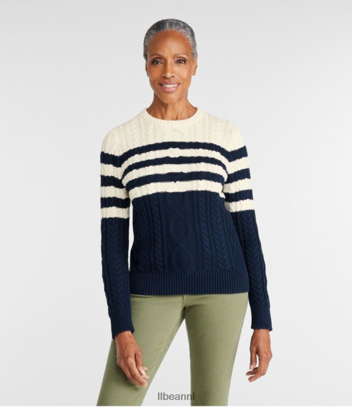 L.L.Bean vrouwen Heritage zachte katoenen visserstrui klassieke marinestreep kleding VT064628