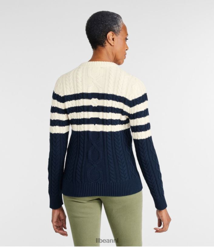 L.L.Bean vrouwen Heritage zachte katoenen visserstrui klassieke marinestreep kleding VT064628