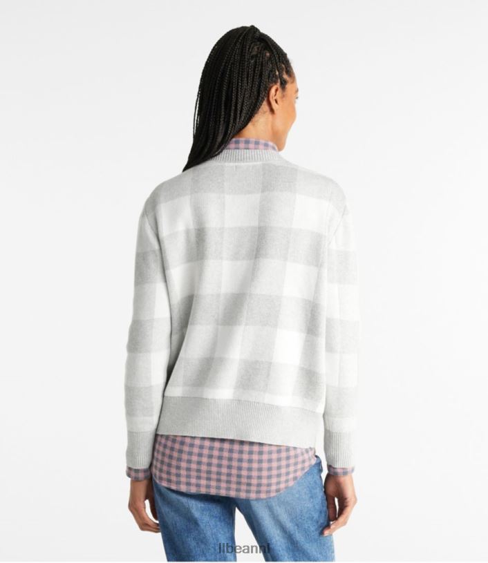 L.L.Bean vrouwen katoen/kasjmier trui grijze heide buffel kleding VT064142