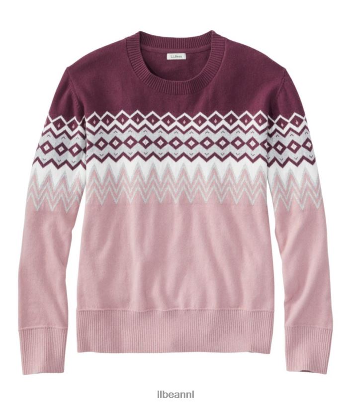 L.L.Bean vrouwen katoen/kasjmier trui vervaagde aubergine-intarsia kleding VT0643076