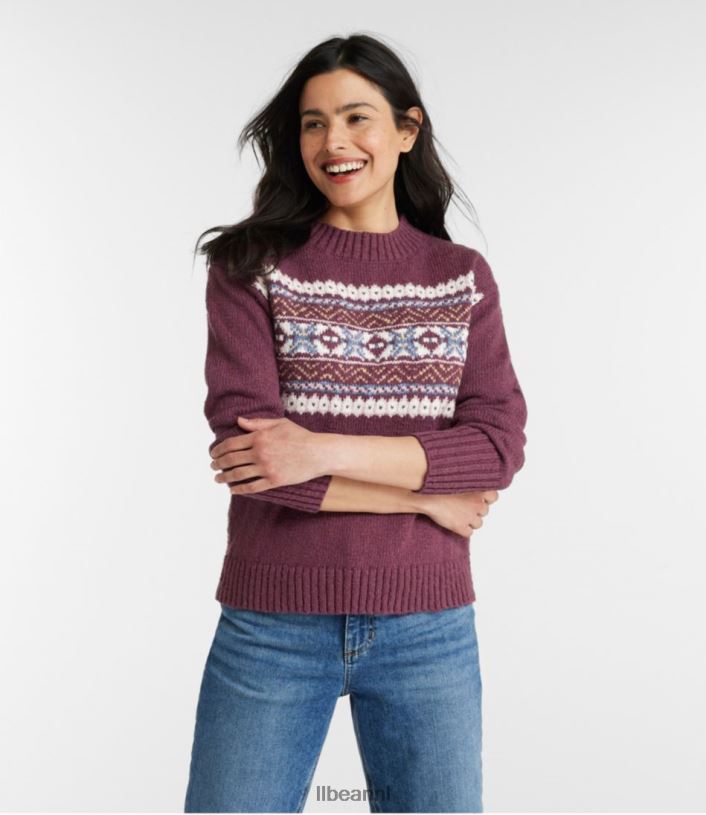 L.L.Bean vrouwen katoenen ragg-trui Bay Tan Fair Isle kleding VT064112