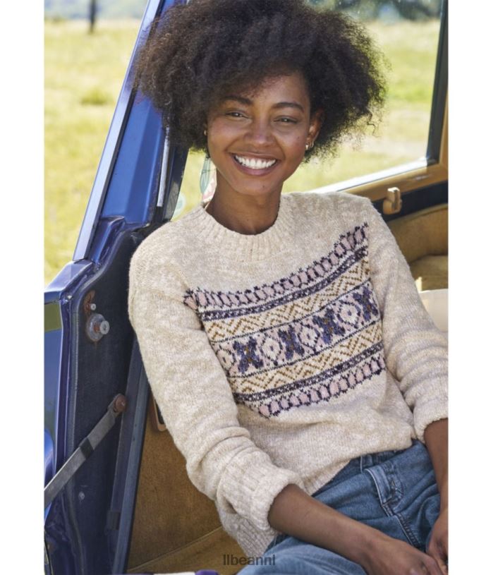 L.L.Bean vrouwen katoenen ragg-trui Bay Tan Fair Isle kleding VT064112