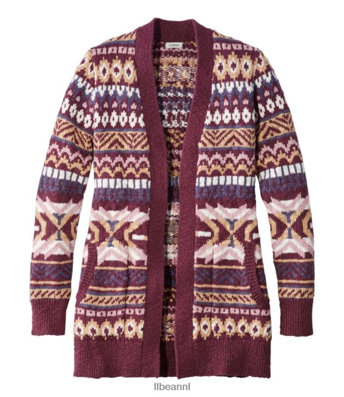 L.L.Bean vrouwen katoenen ragg-trui diep wijnfair eiland kleding VT0644900